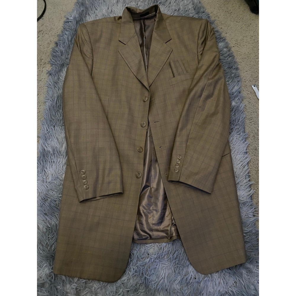 Stacy Adams Men's 44R Tan Plaid Blazer Jacket‎ 3 Button Classic Fit